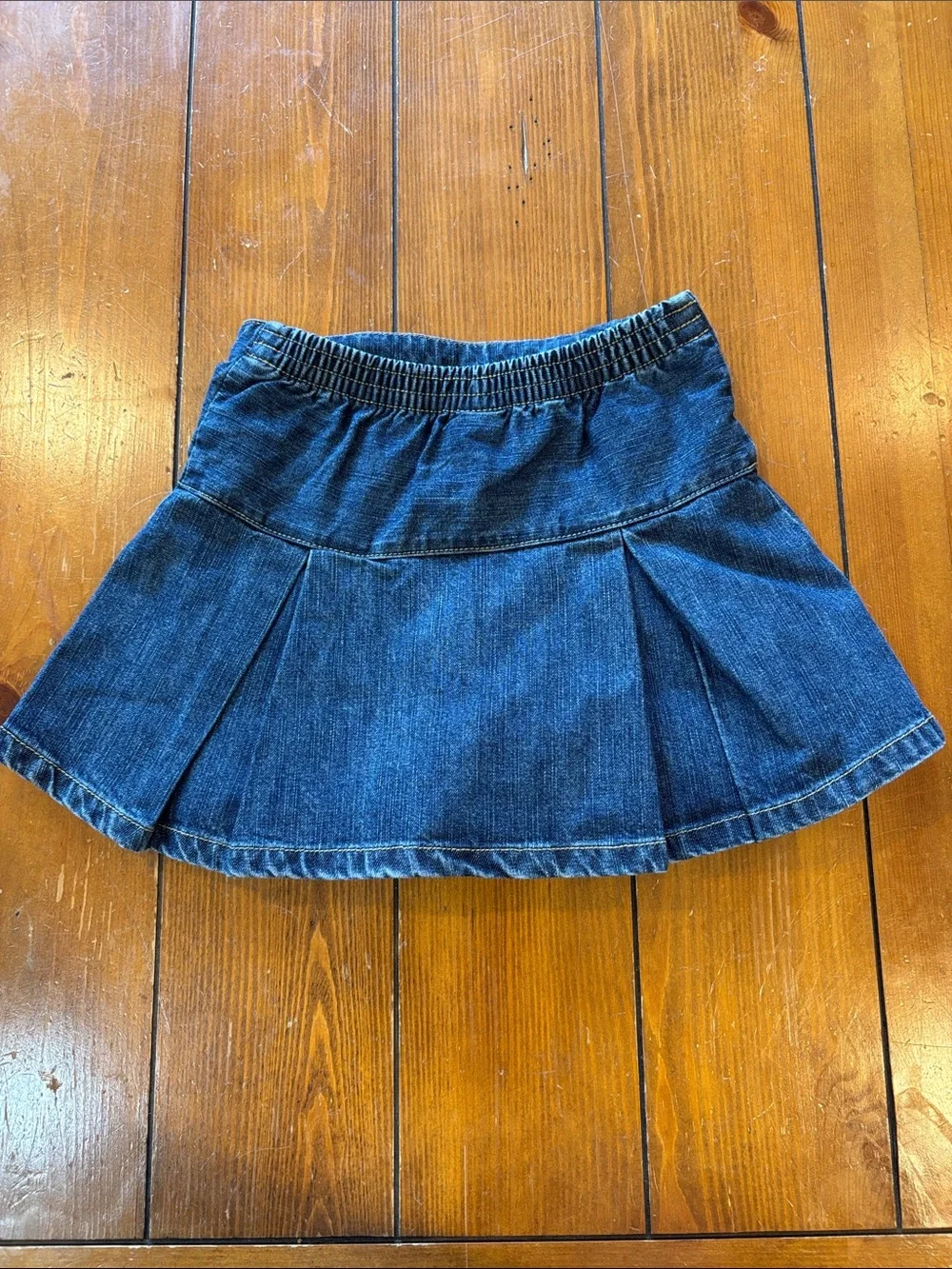 Gymboree Blue Denim Pleated Skort with Floral Embroidery Girls Size 4 GUC